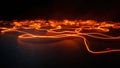 Abstract orange light trails in dark backdrop representing energy flow or modern technology Royalty Free Stock Photo