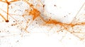 Abstract Orange Network Connection: Digital Data Stream, Technology Background.  Intricate web of lines and nodes representing Royalty Free Stock Photo