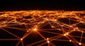 Abstract Orange Network Grid Connecting Glowing Nodes in Deep Space With Stars Royalty Free Stock Photo
