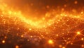 Abstract orange network grid with glowing dots and lines. Digital data connections flow. Futuristic global web structure. Royalty Free Stock Photo