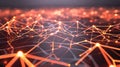 Abstract Orange Network of Lines and Glowing Points Royalty Free Stock Photo
