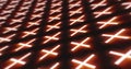 Abstract orange pattern of glowing geometric crosses pluses futuristic