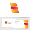 Abstract orange red color logo with 3 gradient elegance leaves elements vector logotype and business visiting card