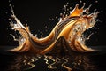 Abstract Orange Shape Liquid Wave Splash Illustration on black background Royalty Free Stock Photo