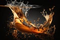 Abstract Orange Shape Liquid Wave Splash Illustration on black background Royalty Free Stock Photo