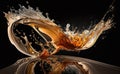 Abstract Orange Shape Liquid Wave Splash Illustration on black background Royalty Free Stock Photo