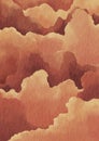 Abstract orange sky and golden cloud watercolor background for decoration on fantasy sky. Royalty Free Stock Photo