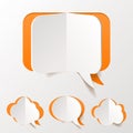 Abstract Orange Speech Bubble Set Cut of Paper Royalty Free Stock Photo