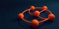 Abstract orange spheres interconnected by smooth curved lines, forming a complex network on a dark background. Generative AI Royalty Free Stock Photo