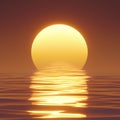 Abstract orange sun over the horizon with peaceful reflections Royalty Free Stock Photo