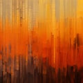 Abstract Cityscape Painting With Orange Lights
