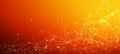 Abstract Orange Technology Background with Interconnected Lines, Triangles, and Glowing Particles Royalty Free Stock Photo