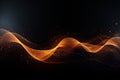 Abstract orange wave with glowing particles on dark background. Abstract particles wave. Futuristic technology style. Elegant Royalty Free Stock Photo