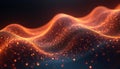 Abstract orange wave pattern with glowing particles. Digital data flow, light energy motion. Futuristic tech background, science Royalty Free Stock Photo