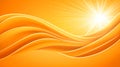 Abstract Orange Waves Background with Bright Sunlight Royalty Free Stock Photo