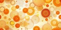 Abstract orange and yellow circle pattern design featuring concentric rings and dotted textures. Generative AI Royalty Free Stock Photo