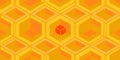Abstract Orange and Yellow Geometric Honeycomb Pattern Background with a Small Central Isometric Cube Royalty Free Stock Photo