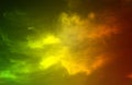 Abstract orange yellow green smoky multi color effects background, vivid color illustration.