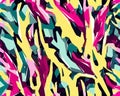 Colorful camouflage safari pattern. Illustration for fabrics, postcards, greeting cards, invitations, banners.