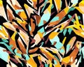 Colorful camouflage safari pattern. Illustration for fabrics, postcards, greeting cards, invitations, banners.