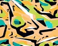 Colorful camouflage safari pattern. Illustration for fabrics, postcards, greeting cards, invitations, banners.