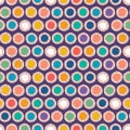 Abstract organic cut dotty circles. Vector pattern seamless background. Hand drawn textured style. Polka dot stripes graphic