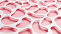 Abstract organic mesh pattern background. White and pink cell grid with drop shadow. 3D rendering image.