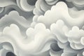 Abstract organic pattern of cloud swirls in gray and white, forming a soft, calming design that