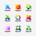 Abstract organic vector logo sign. Multicolor logotype emblem illustration set. Fashion colorful badge design bundle.