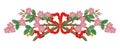 Abstract oriental Ribbons Banners Flower Wreath Branches Illustration