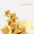 Abstract Origami Gold Stars on white vector background