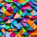 741 Abstract Origami Shapes: A contemporary background featuring abstract origami shapes in vibrant and harmonious colors that c Royalty Free Stock Photo