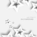 Abstract origami white paper stars background.