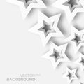 Abstract origami white paper stars background.