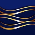 Intense blue background with golden wavy lines.