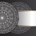 Abstract ornament mandala design invitations, cards, labels. Round logo and label template. Black-white. Vector image