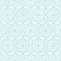 Abstract ornamental geometric seamless pattern with turquoise contours of abstract flowers and circles