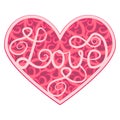 Abstract ornamental heart shaped 3d. Cutout lacy ornate heart. Valentine's day greeting card. Laser cutting design Royalty Free Stock Photo