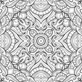 Abstract ornamental seamless pattern, ethnic print, black and white, kaleidoscope, mandala. Texture for wallpapers, fabric, wrap,