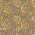 Abstract ornamental spiral seamless outline pattern. Stylish sea