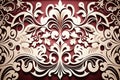 Abstract ornate dark red and white color background. Patterned color background. Generative AI