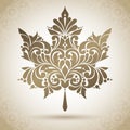 Abstract ornate patterned maple leaf