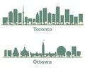 Abstract Ottawa and Toronto Canada City Skyline set With Color Buildings. Cityscape with Landmarks. Illustration Royalty Free Stock Photo