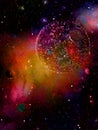 Abstract Outer Space Planet and Moons Background