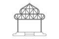 Abstract outline drawing, space frame structure of warehouse dome shape vector illustration