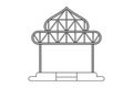 Abstract outline drawing, space frame structure of warehouse dome shape vector illustration