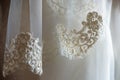 Abstract overhang wedding dress. unusual upward angle view