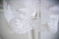 Abstract overhang wedding dress. unusual upward angle view