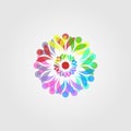 Abstract overlapping colorful flower mandala background logo design illustration