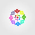 Abstract overlapping colorful flower mandala background logo design illustration